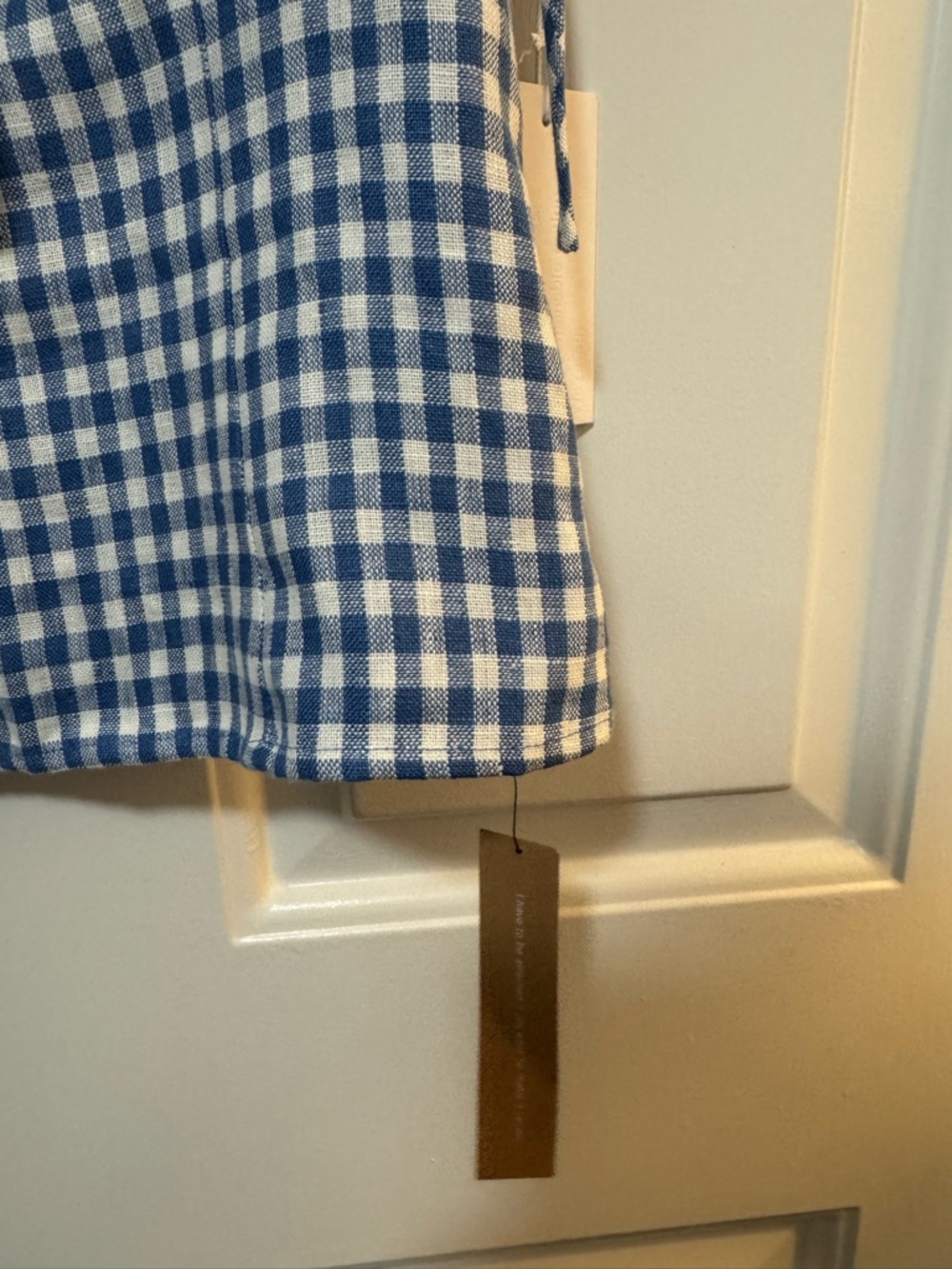 NWT Reformation Holcomb Linen Top Azure Check Size 6 $128 - Picture 6 of 12